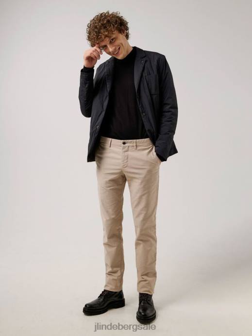 Men J.Lindeberg Oyster Brown Chaze Stretch Cotton Pants Clothing 8R622255