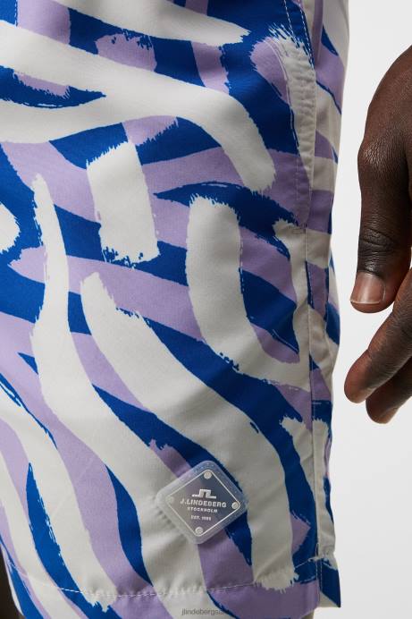 Men J.Lindeberg Purple Painted Zebra Banks Miami Swim Trunks Clothing 8R621110