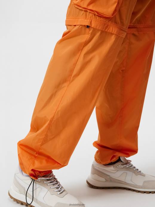 Men J.Lindeberg Russet Orange Glossa Nylon Cargo Pants Clothing 8R621136