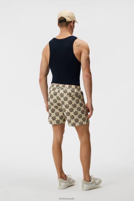 Men J.Lindeberg Safari Beige Banks Diamond Swim Trunks Clothing 8R621119