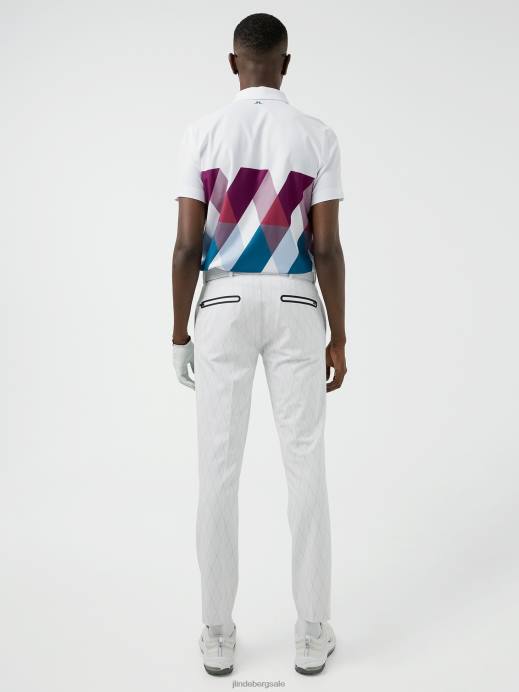 Men J.Lindeberg White Active Argyle Golf Pant Clothing 8R622217