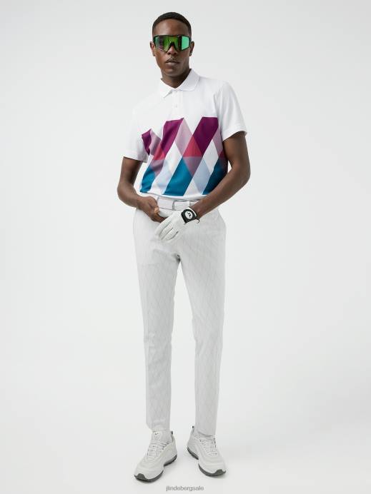 Men J.Lindeberg White Active Argyle Golf Pant Clothing 8R622217