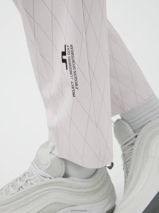 Men J.Lindeberg White Active Argyle Golf Pant Clothing 8R622217
