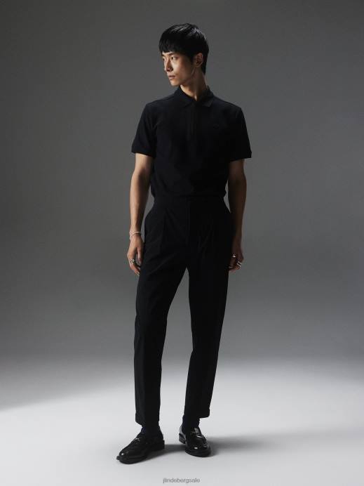 Men J.Lindeberg Black Arlo Logo Patch Polo Clothing 8R622068