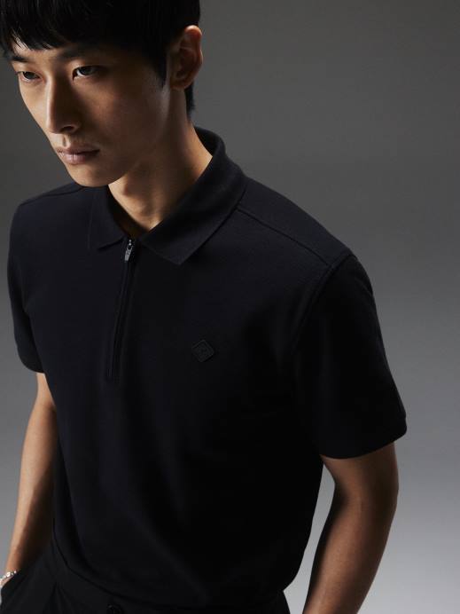 Men J.Lindeberg Black Arlo Logo Patch Polo Clothing 8R622068