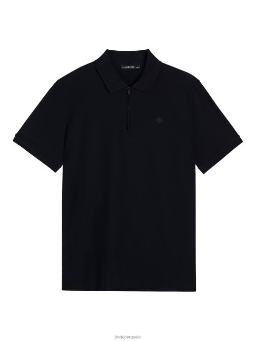 Men J.Lindeberg Black Arlo Logo Patch Polo Clothing 8R622068