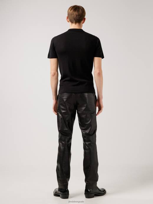 Men J.Lindeberg Black Nino Knitted Polo Clothing 8R622114