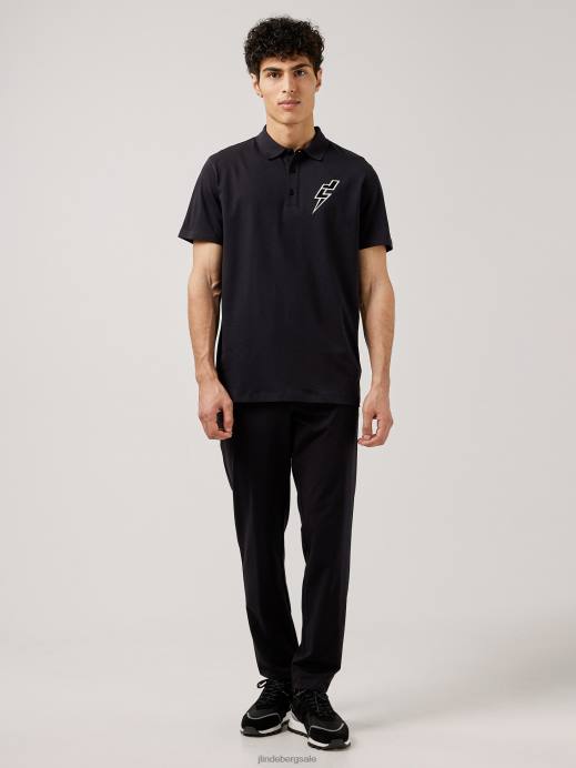 Men J.Lindeberg Black Strike Rib Jersey Polo Clothing 8R622109
