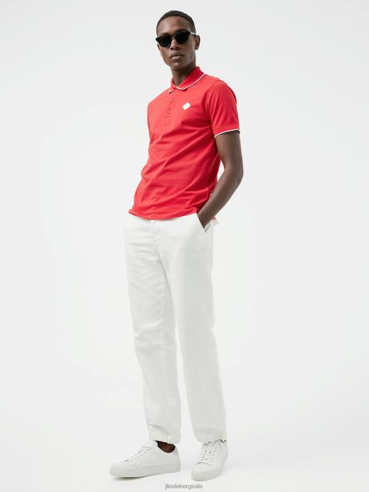 Men J.Lindeberg Flame Scarlet Kenny Cotton Polo Clothing 8R622088