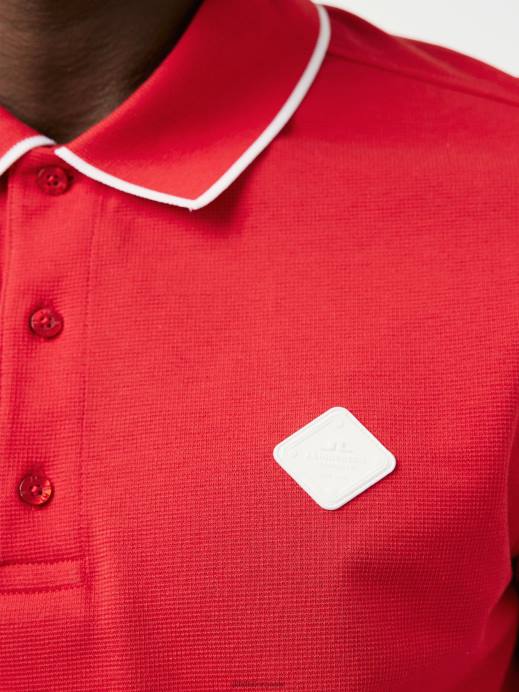 Men J.Lindeberg Flame Scarlet Kenny Cotton Polo Clothing 8R622088
