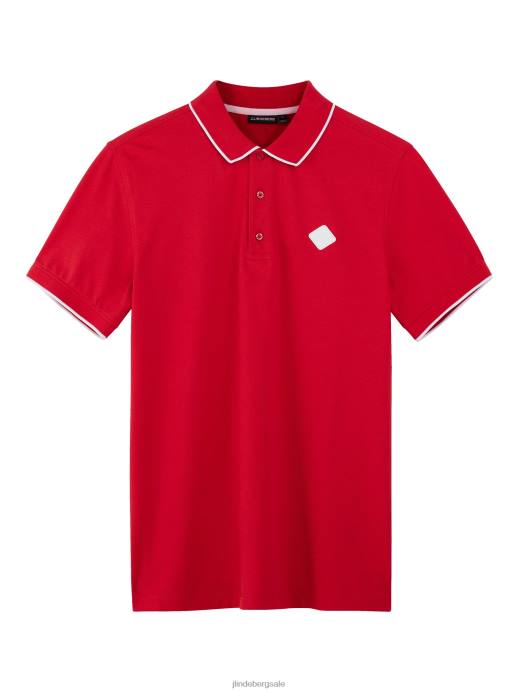 Men J.Lindeberg Flame Scarlet Kenny Cotton Polo Clothing 8R622088