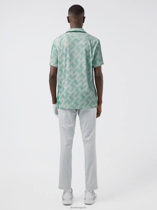 Men J.Lindeberg Green 3D Bridge Monogram Resort Golf Polo Clothing 8R622077
