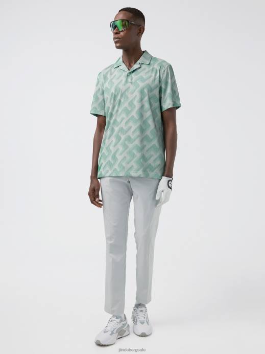 Men J.Lindeberg Green 3D Bridge Monogram Resort Golf Polo Clothing 8R622077