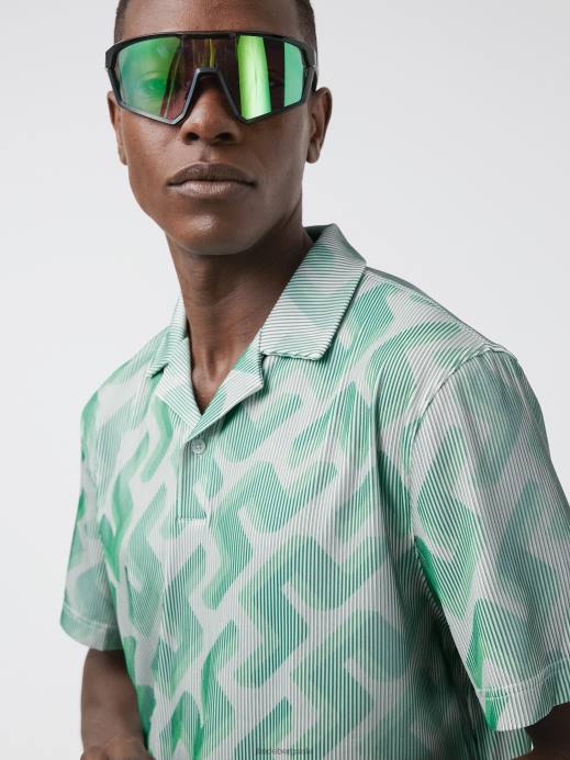 Men J.Lindeberg Green 3D Bridge Monogram Resort Golf Polo Clothing 8R622077