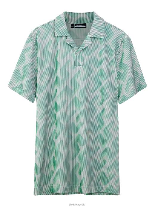 Men J.Lindeberg Green 3D Bridge Monogram Resort Golf Polo Clothing 8R622077