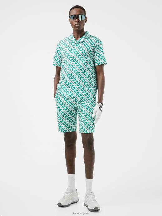 Men J.Lindeberg Green 3D Bridge Monogram Resort Golf Shirt Clothing 8R622081