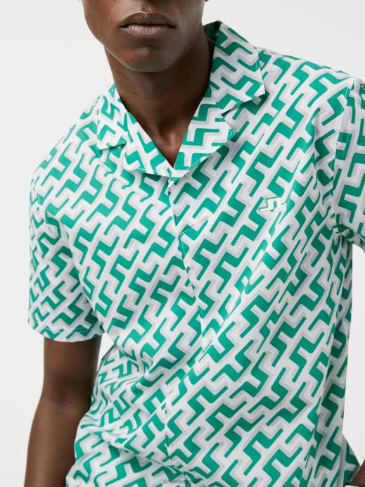 Men J.Lindeberg Green 3D Bridge Monogram Resort Golf Shirt Clothing 8R622081