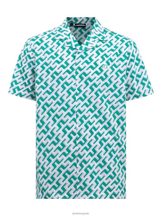 Men J.Lindeberg Green 3D Bridge Monogram Resort Golf Shirt Clothing 8R622081