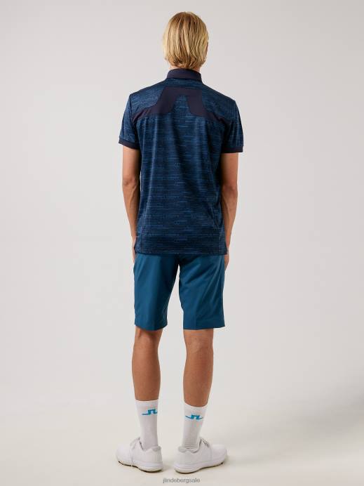 Men J.Lindeberg HQ Blue Kv Print Golf Polo Clothing 8R622119