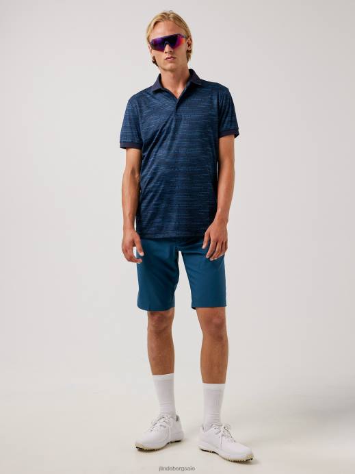 Men J.Lindeberg HQ Blue Kv Print Golf Polo Clothing 8R622119