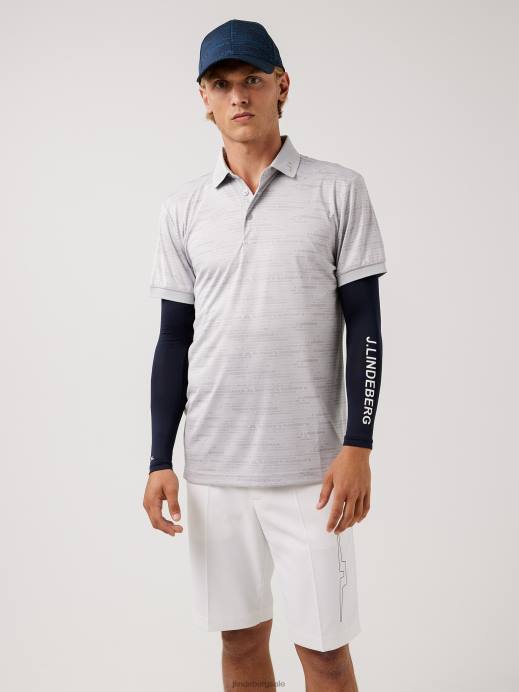 Men J.Lindeberg HQ Grey Kv Print Golf Polo Clothing 8R622120