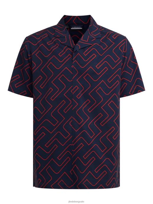 Men J.Lindeberg Ketchup Bridge Monogram Resort Golf Shirt Clothing 8R622099
