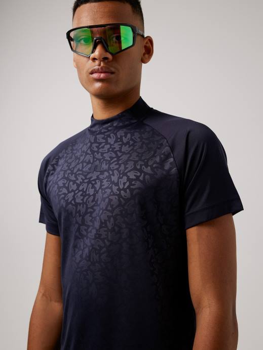 Men J.Lindeberg Navy Benga Print Golf Top Clothing 8R622127