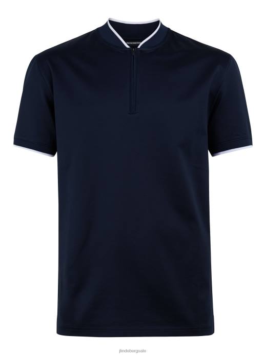 Men J.Lindeberg Navy Leo Quarter Zip Polo Clothing 8R622107