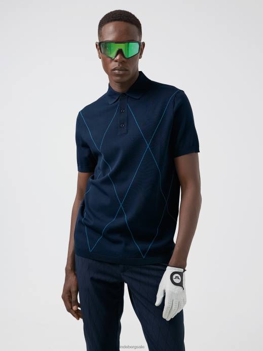 Men J.Lindeberg Navy Luka Knitted Golf Polo Clothing 8R622083