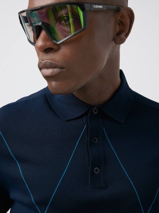 Men J.Lindeberg Navy Luka Knitted Golf Polo Clothing 8R622083