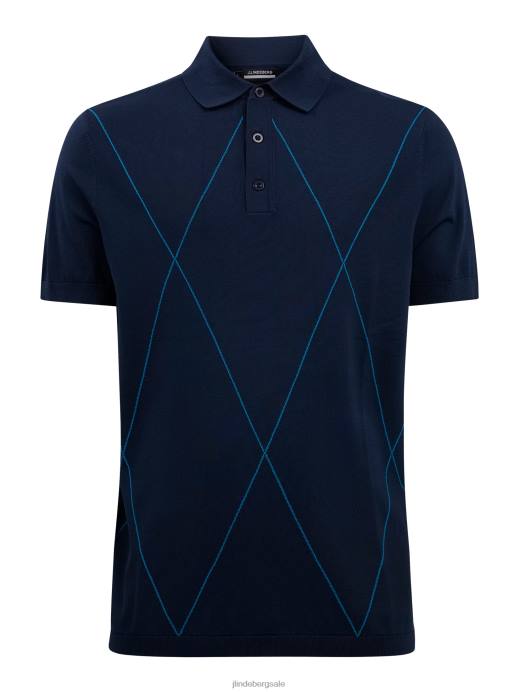 Men J.Lindeberg Navy Luka Knitted Golf Polo Clothing 8R622083