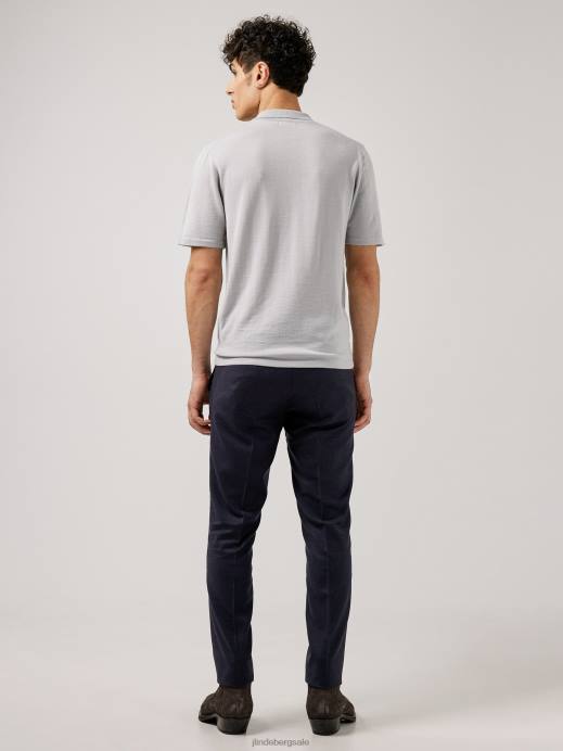 Men J.Lindeberg Stone Grey Nino Knitted Polo Clothing 8R622112