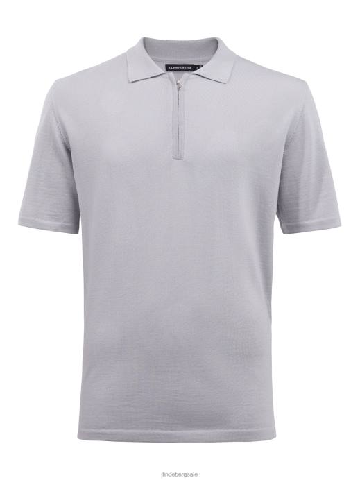 Men J.Lindeberg Stone Grey Nino Knitted Polo Clothing 8R622112