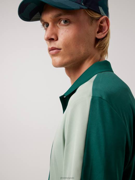 Men J.Lindeberg Treeline Green Maxim Golf Polo Clothing 8R622122