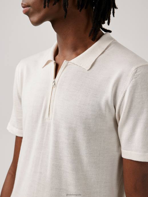 Men J.Lindeberg Whisper White Nino Knitted Polo Clothing 8R622113