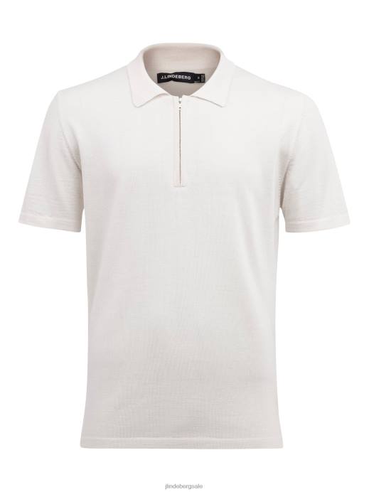 Men J.Lindeberg Whisper White Nino Knitted Polo Clothing 8R622113
