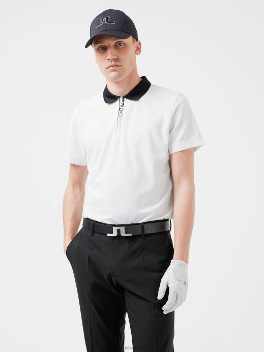 Men J.Lindeberg White Brayden Golf Polo Clothing 8R622100