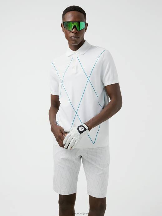 Men J.Lindeberg White Luka Knitted Golf Polo Clothing 8R622082