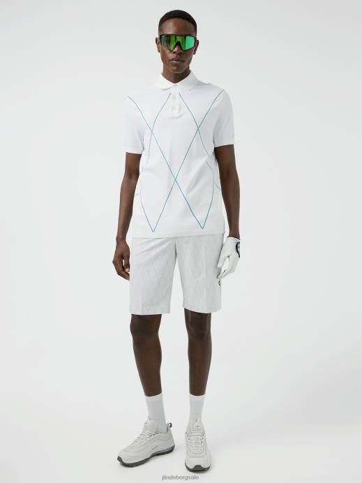 Men J.Lindeberg White Luka Knitted Golf Polo Clothing 8R622082