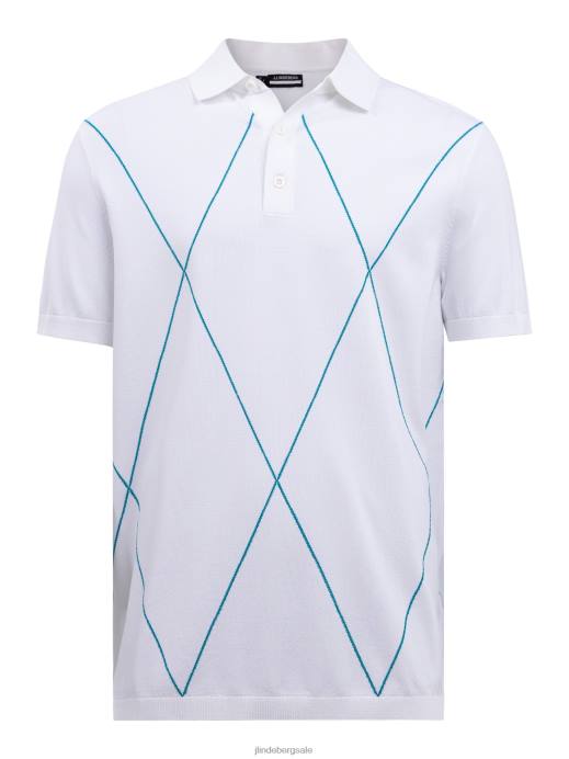 Men J.Lindeberg White Luka Knitted Golf Polo Clothing 8R622082