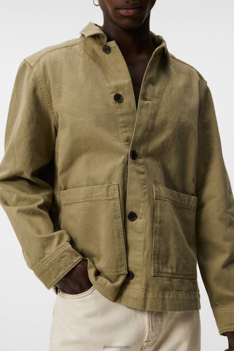 Men J.Lindeberg Aloe Lando Organic Cotton Twill Overshirt Clothing 8R621195