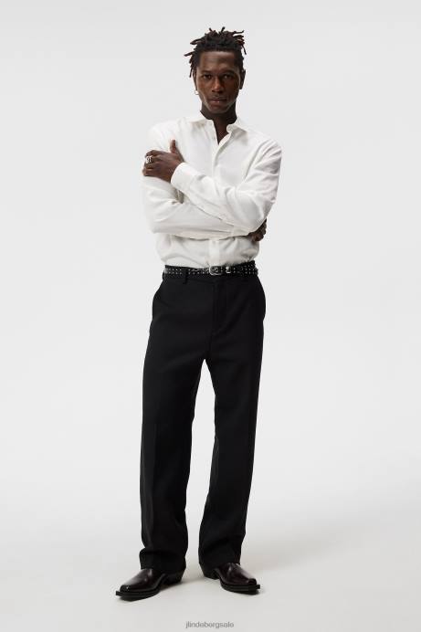 Men J.Lindeberg Cloud White Comfort Tencel Slim Shirt Clothing 8R621152