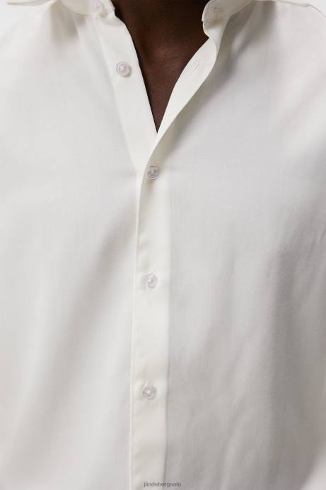 Men J.Lindeberg Cloud White Comfort Tencel Slim Shirt Clothing 8R621152