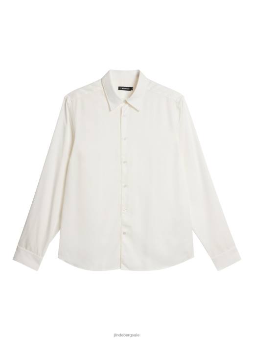 Men J.Lindeberg Cloud White Comfort Tencel Slim Shirt Clothing 8R621152