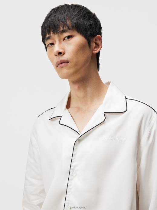 Men J.Lindeberg Cloud White Piper Relaxed Shirt Clothing 8R621181