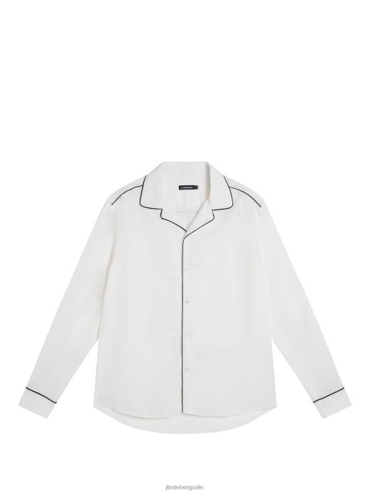 Men J.Lindeberg Cloud White Piper Relaxed Shirt Clothing 8R621181