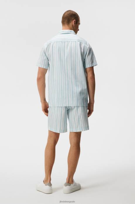 Men J.Lindeberg Dream Blue Elio Painted Stripe Shirt Clothing 8R621165