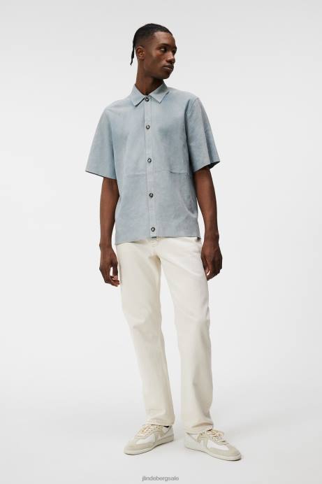 Men J.Lindeberg Dream Blue Shorty Suede Shirt Clothing 8R621178