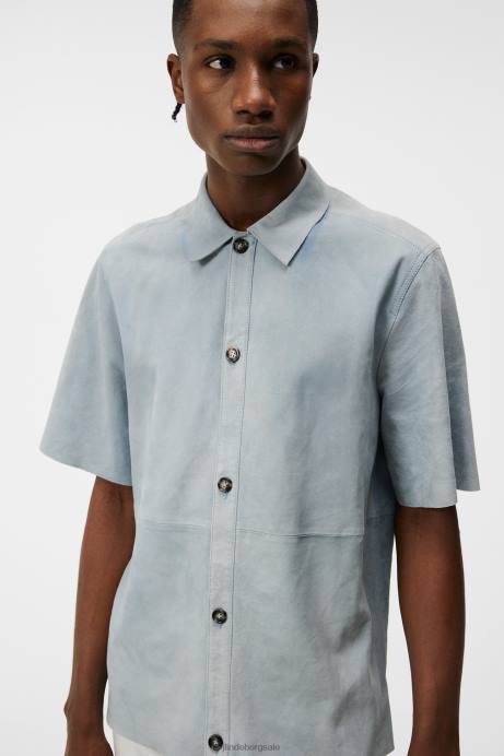 Men J.Lindeberg Dream Blue Shorty Suede Shirt Clothing 8R621178