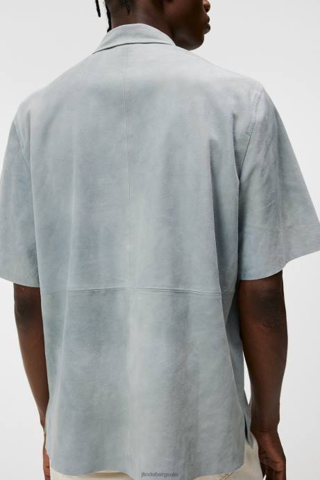 Men J.Lindeberg Dream Blue Shorty Suede Shirt Clothing 8R621178